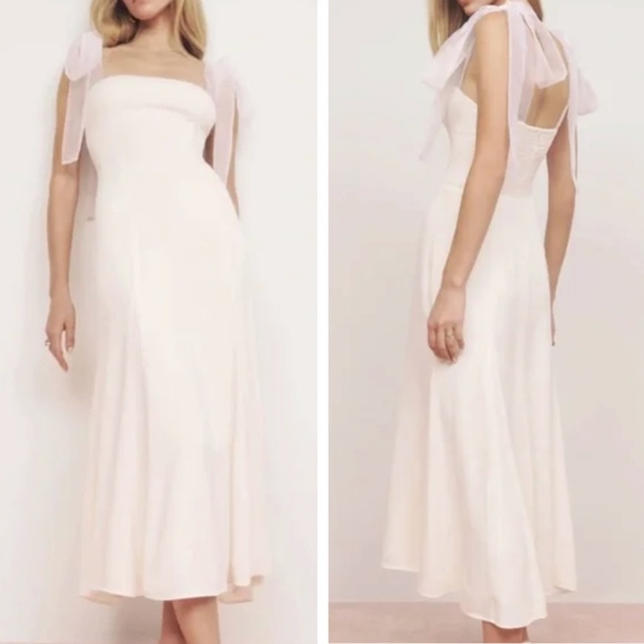 BEST Reformation Kairo Midi Dress - Ivory Off White Bridal Wedding Event Sz12 - Picture 1 of 11